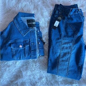 SOLD-***Fashion Nova Blue Denim Jacket and Jeans Set